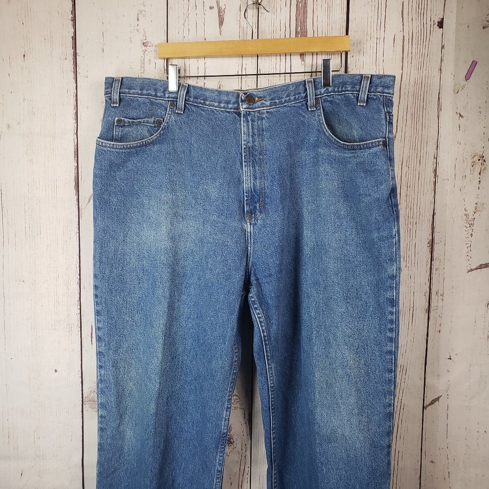 Kirklands Mens Denim Jeans Size 44 x 32 Straight Leg Cotton Medium Wash Blue